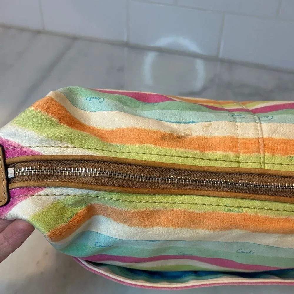 Coach Bag Purse Handbag Y2K Hampton Pastels Watercolor Stripe Hobo Shoulder Bag